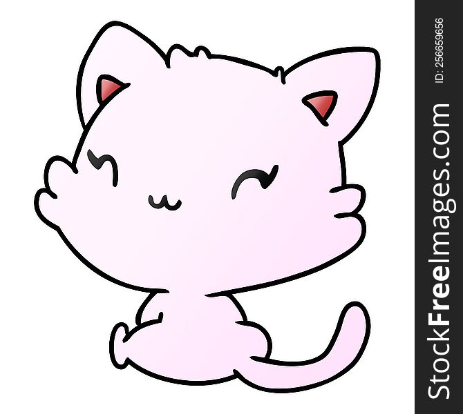 gradient cartoon illustration of cute kawaii kitten. gradient cartoon illustration of cute kawaii kitten