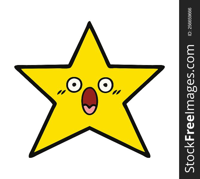 cute cartoon of a gold star. cute cartoon of a gold star