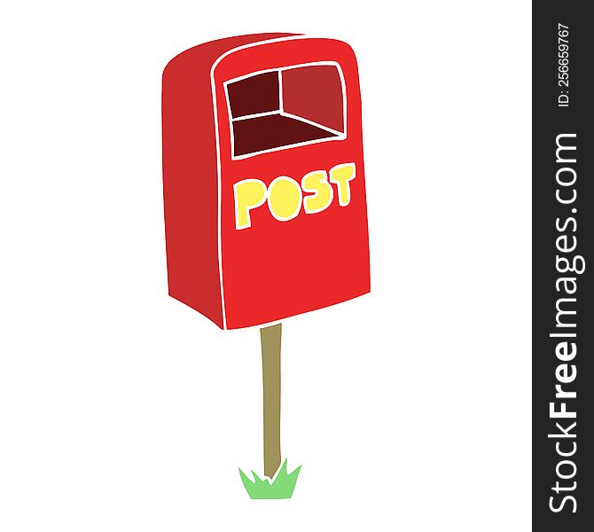Flat Color Illustration Of A Cartoon Post Box