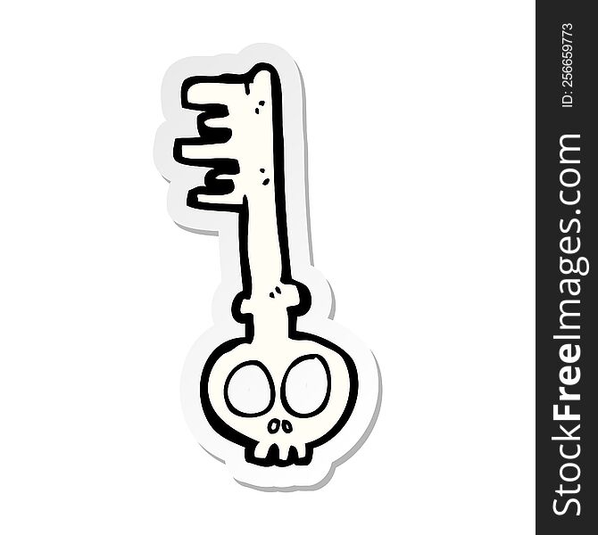 Sticker Of A Cartoon Spooky Key