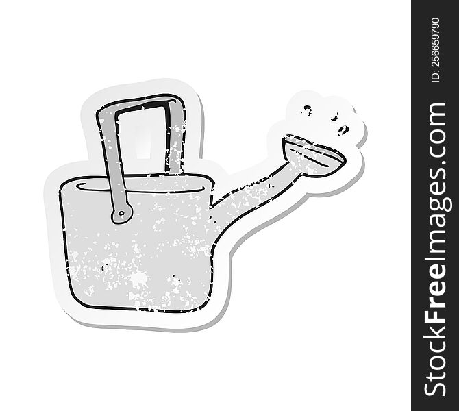 retro distressed sticker of a cartoon watering can