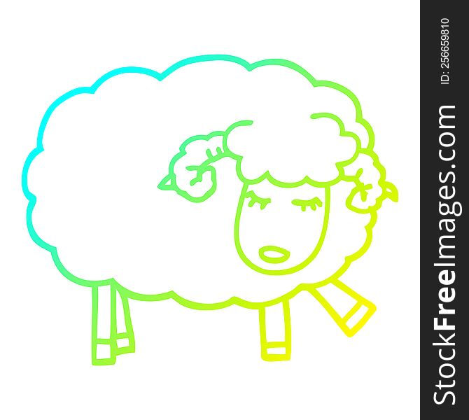 cold gradient line drawing of a cartoon cute sheep
