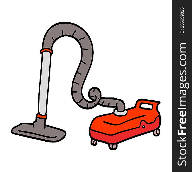 hand drawn doodle style cartoon vacuum hoover