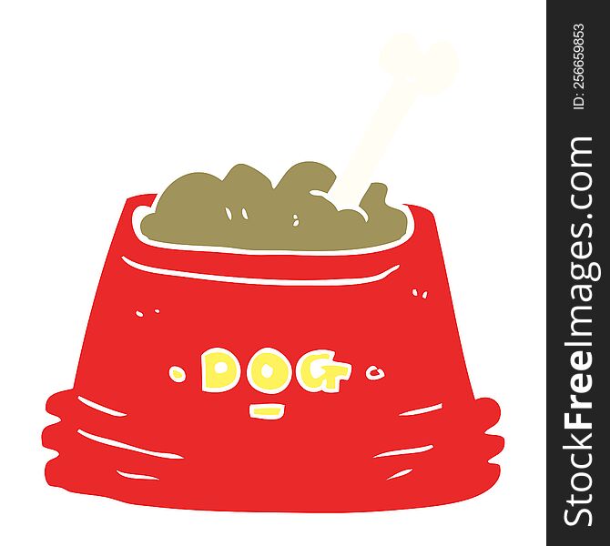 flat color illustration of dog food bowl. flat color illustration of dog food bowl