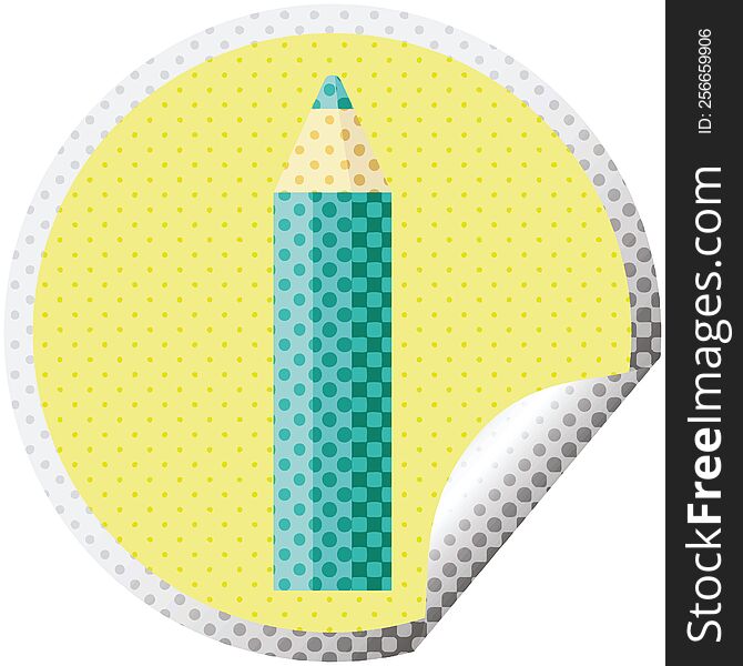 Green Coloring Pencil Graphic Circular Sticker