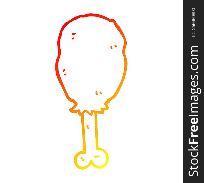 warm gradient line drawing of a cartoon chicken leg