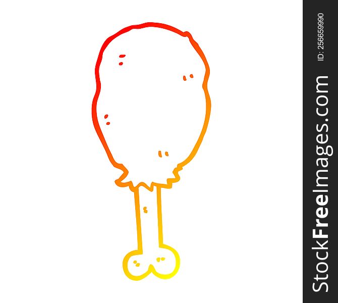 Warm Gradient Line Drawing Cartoon Chicken Leg