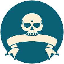 Icon With Banner Of A Skull Stock Photo