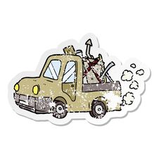 Distressed Sticker Of A Cartoon Old Truck Stock Photo Distressed Sticker Of A Cartoon Old Truck Stock Photo