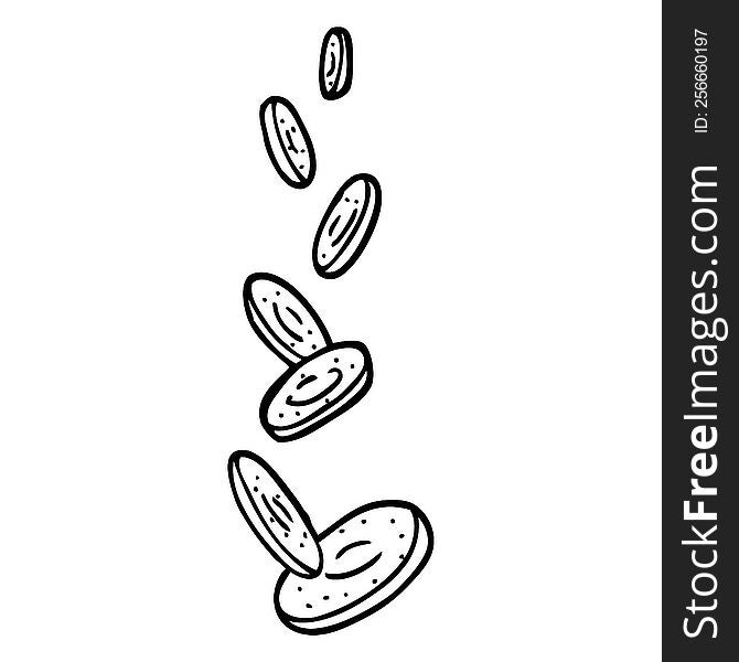 Black And White Cartoon Falling Coins