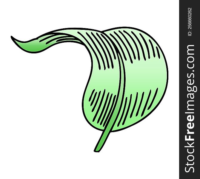 gradient shaded quirky cartoon blowing leaf. gradient shaded quirky cartoon blowing leaf
