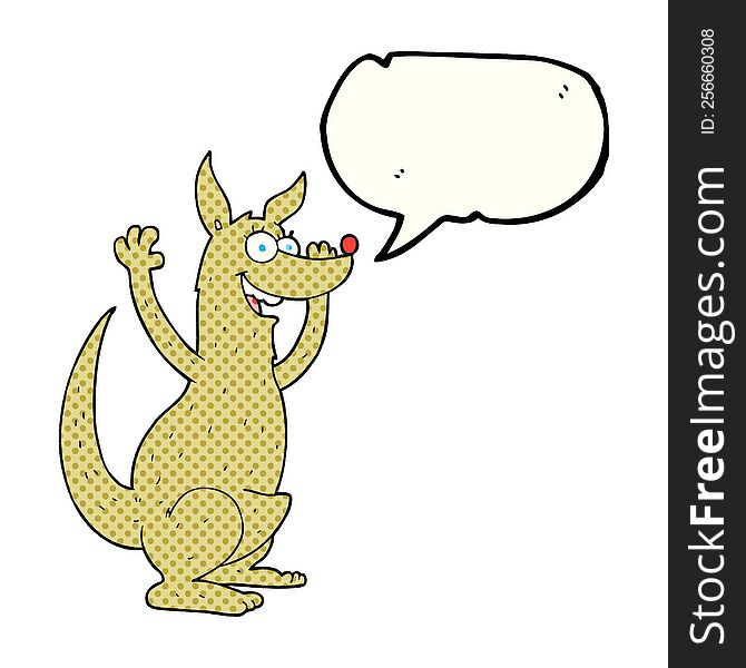 freehand drawn comic book speech bubble cartoon kangaroo