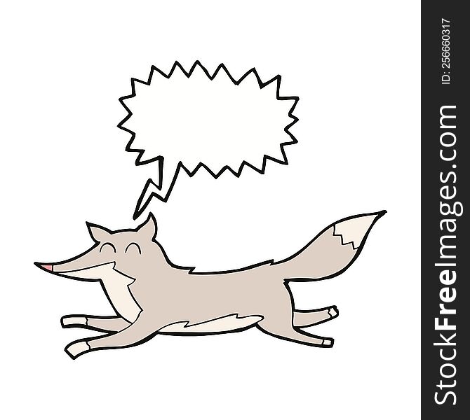 Cartoon Running Wolf With Speech Bubble
