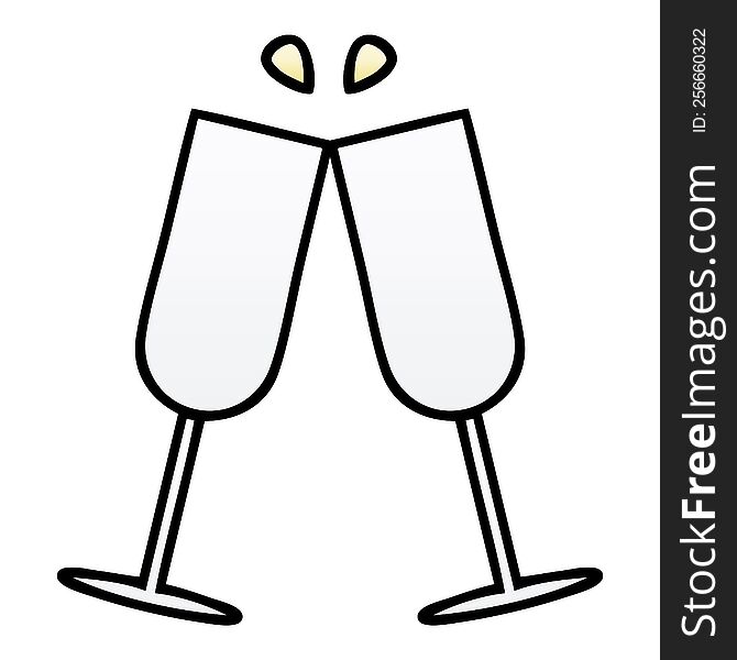 Gradient Shaded Cartoon Clinking Champagne Flutes