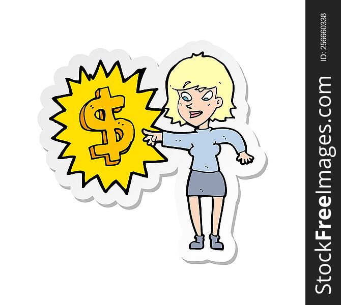 sticker of a making money cartoon