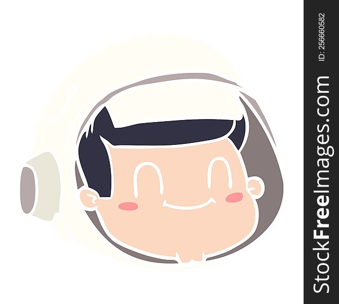 Flat Color Style Cartoon Astronaut Face