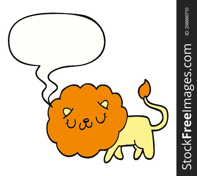 Cartoon Lion And Speech Bubble