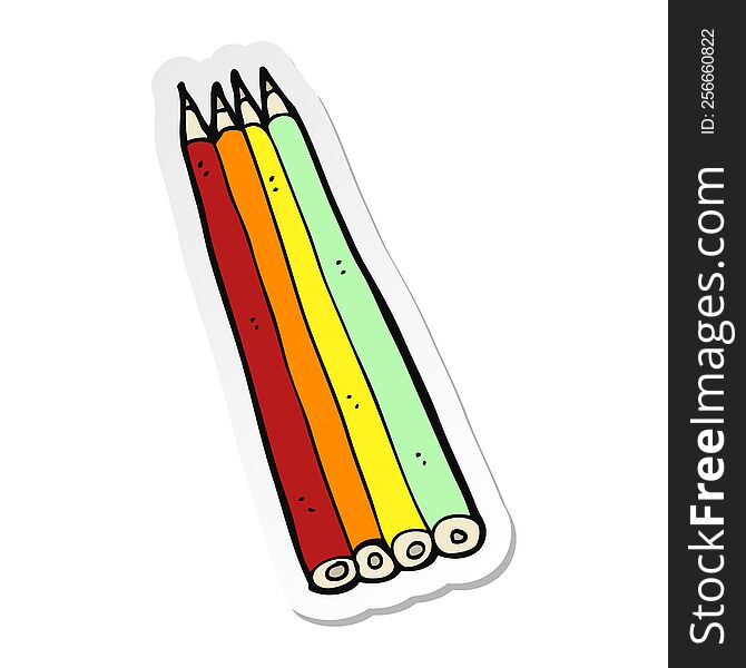 sticker of a cartoon colored pencils
