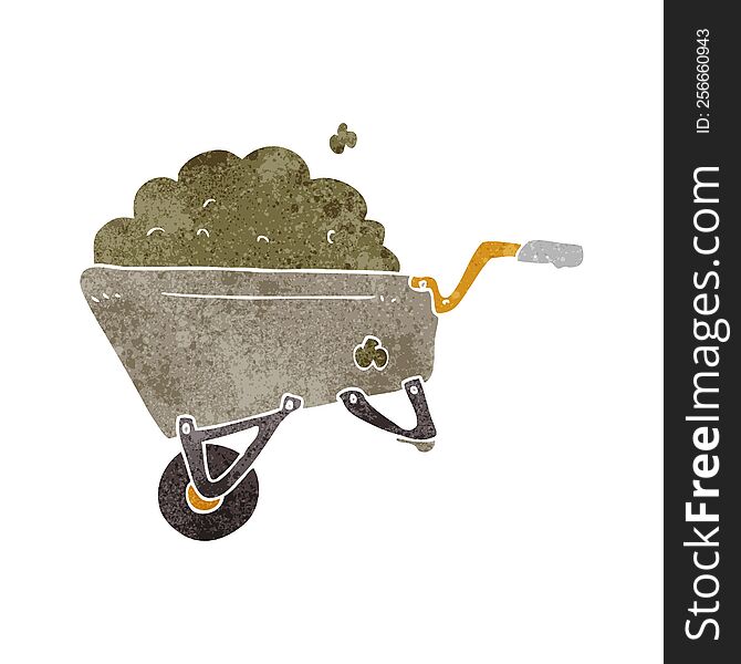 retro cartoon wheelbarrow full of dirt