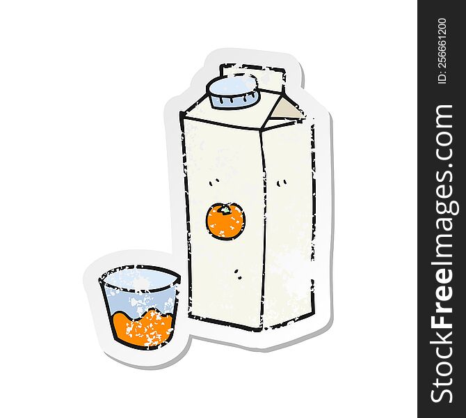 retro distressed sticker of a cartoon orange juice