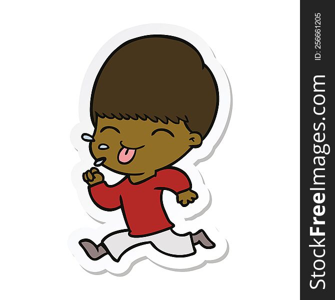 Sticker Of A Cartoon Boy Sticking Out Tongue