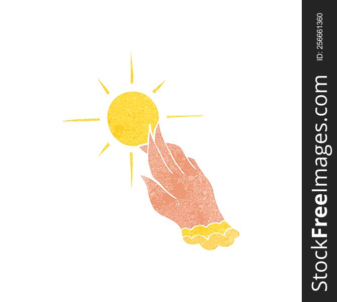 cartoon hand reaching for sun