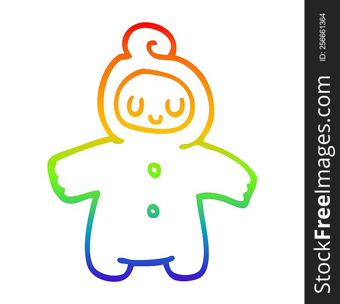 rainbow gradient line drawing of a cartoon human baby