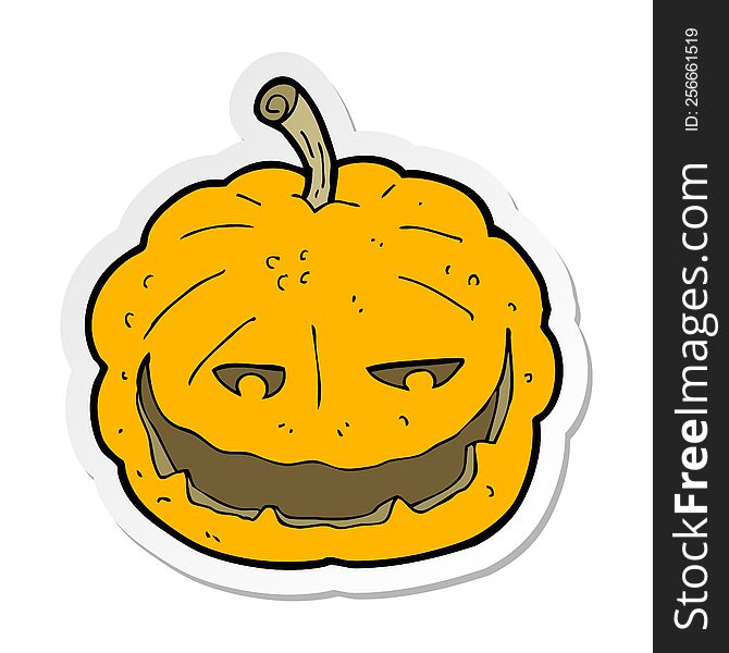 Sticker Of A Cartoon Halloween Pumpkin