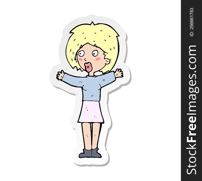 Sticker Of A Cartoon Worried Woman