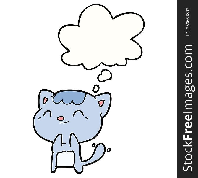 Cartoon Happy Cat And Thought Bubble