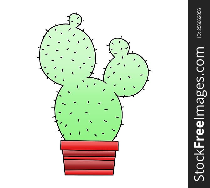 Quirky Gradient Shaded Cartoon Cactus