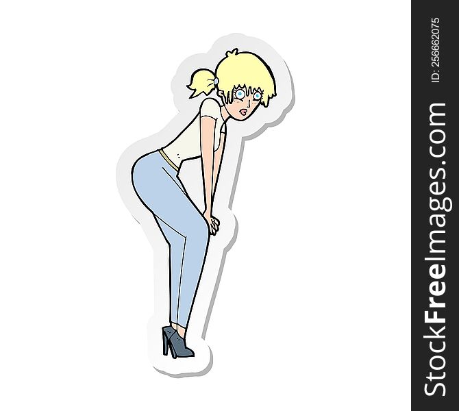 sticker of a cartoon woman posing