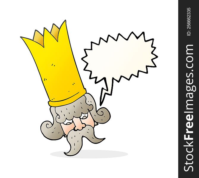 freehand drawn speech bubble cartoon king with huge crown