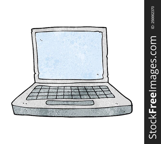 freehand textured cartoon laptop computer