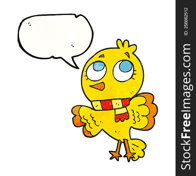 Cute Speech Bubble Textured Cartoon Bird