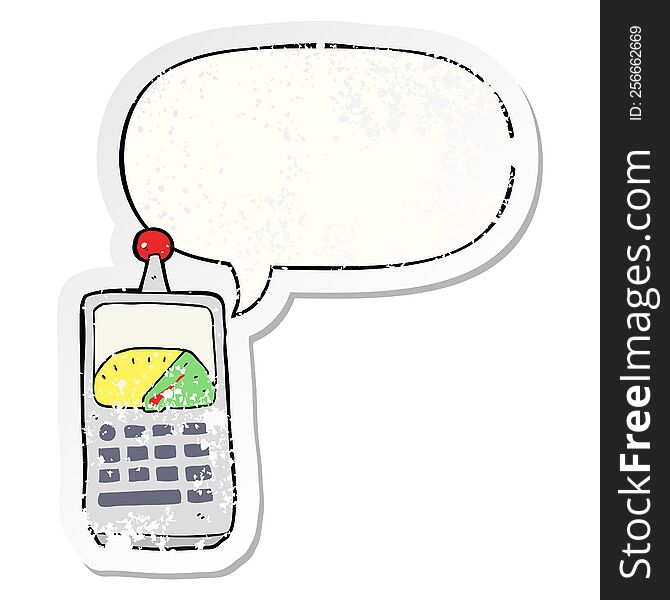 Cartoon Science Equipment And Speech Bubble Distressed Sticker