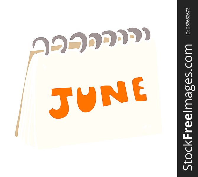 cartoon doodle calendar showing month of june