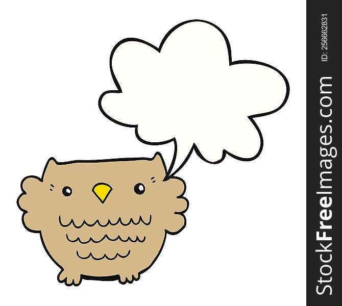 cartoon owl with speech bubble. cartoon owl with speech bubble