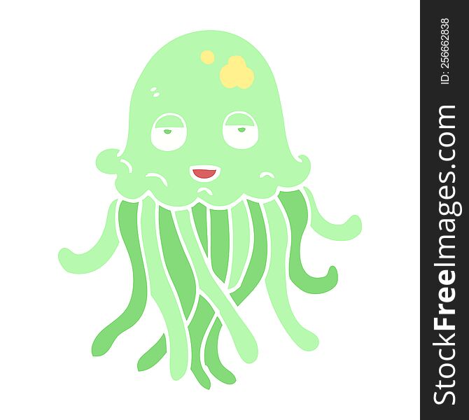 Flat Color Illustration Of A Cartoon Octopus