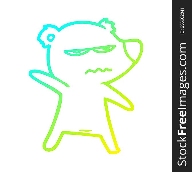 Cold Gradient Line Drawing Angry Bear Polar Cartoon Pointing