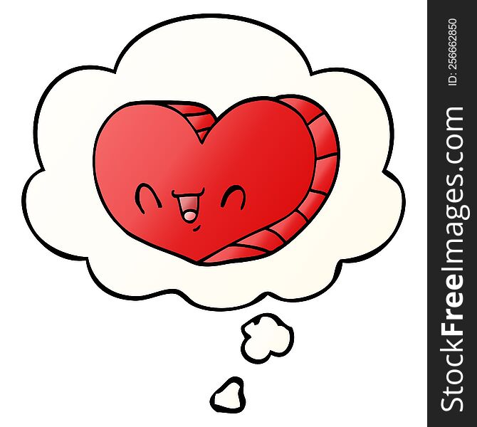 Cartoon Love Heart And Thought Bubble In Smooth Gradient Style