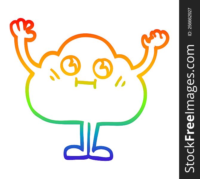 Rainbow Gradient Line Drawing Cartoon Dark Cloud Character