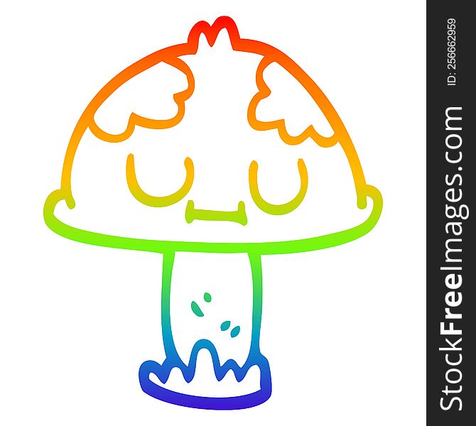 rainbow gradient line drawing of a cartoon poisonous toadstool
