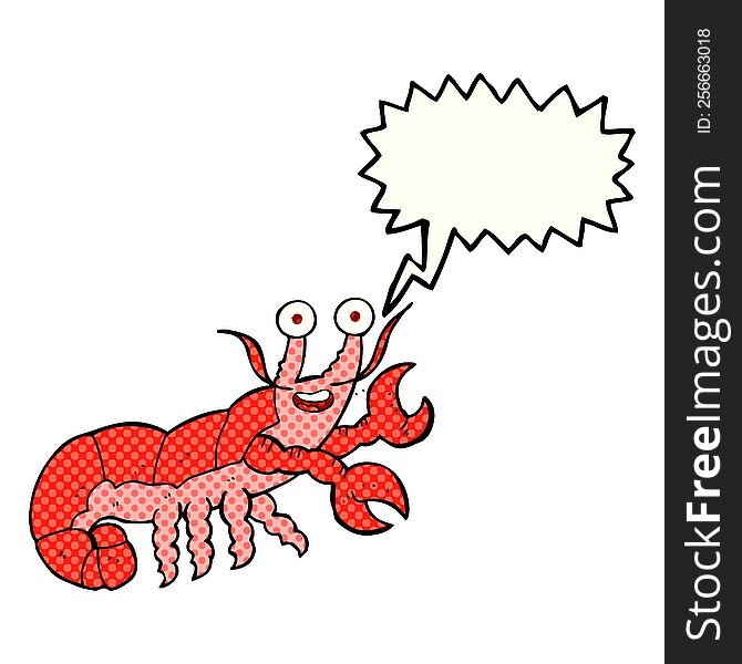 freehand drawn comic book speech bubble cartoon lobster