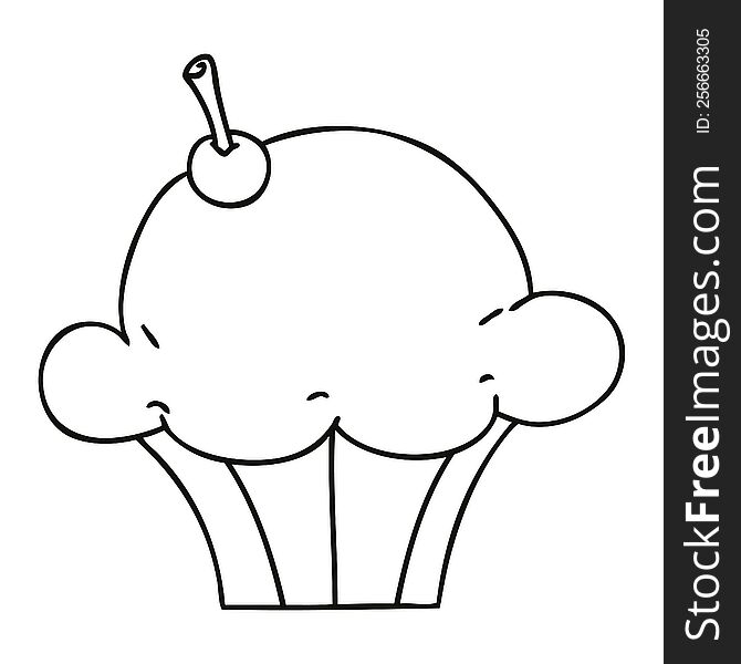 line drawing quirky cartoon muffin. line drawing quirky cartoon muffin