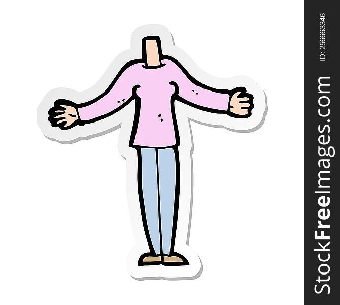 sticker of a cartoon female body