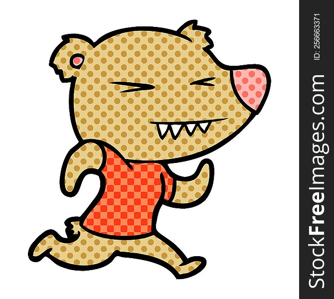 angry bear cartoon running. angry bear cartoon running