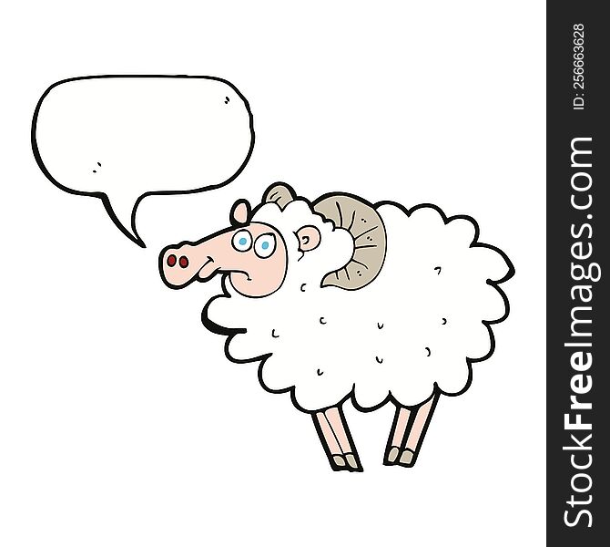 Cartoon Ram With Speech Bubble