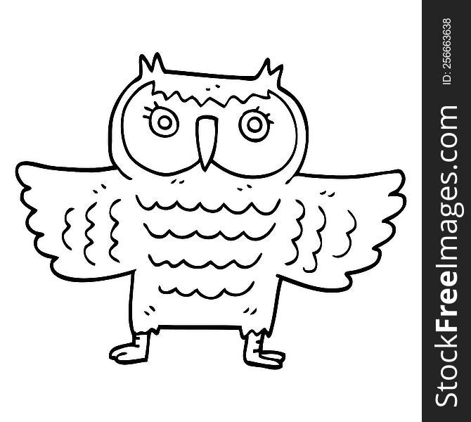 line drawing cartoon wise old owl