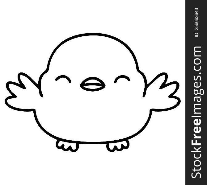 line doodle of a cute baby bird. line doodle of a cute baby bird